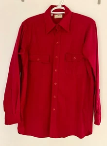 Vtg USA LL Bean Shirt Mens 15.5 Red Chamois Flannel Button Up Outdoors M Medium - Picture 1 of 12