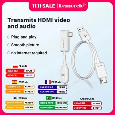 Wireless Type C To HDMI Transmitter Receiver Extender Kit for TV Projector Phone - Image 1 of 4