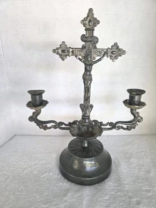 Antique Victorian Era   Candelabra Sick Call Font Last Rites Electroplated - Picture 1 of 24