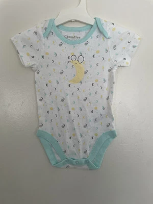 Paquetes Body Baby Place Niño Niña Luna y Estrellas Algodón Manga Corta Blanco 6-9M Foto 1 de 4