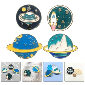 4 Pcs Brosche Schmuck Damen Zarte Broschen Anstecknadel Im Planeten-Stil - Bild 1 von 12