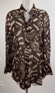 Vintage Escada 100% Cotton Long Sleeve Peplum Tunic Bell Sleeves Blouse SZ 42/12 - Picture 1 of 5