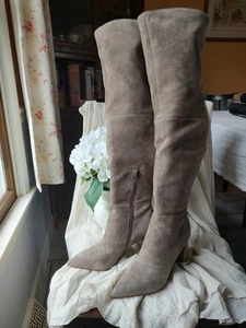 Steve Madden Women's Taupe Suede Over The Knee Boots "Blyss" Size 7 - Picture 1 of 10