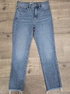 Madewell The Perfect Vintage Jean 27 Ainsworth Wash Cone Denim Hi-Rise Raw Hem - Picture 1 of 8