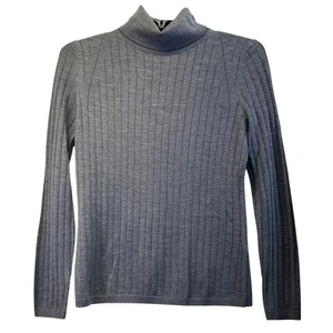 Top BR By Gap para mujer L gris estilo acanalado lana merino extra fina cuello en T mangas largas  - Imagen 1 de 8
