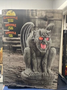 Animated Halloween LARGE GARGOYLE  With Sounds and Red Flashing Lights - Picture 1 of 17