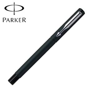 Parker Vector Matte Black MB Steel CT Chrome Trim Ink Fountain Pen, Frontier New - Picture 1 of 6