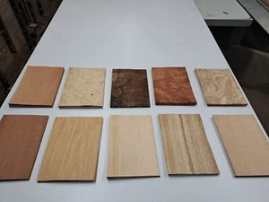 Wood Veneer Sample Pack - 10 PIECES 220mm x 150mm - for marquetry - Pack 242 - Picture 1 of 12