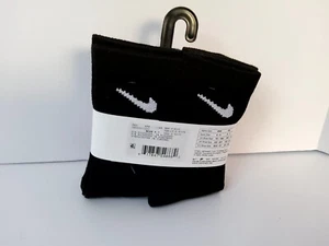 NIKE Boys Socks Crew Lightweight School Kids 6 Pair Shoe Size 10C-3Y Black - Picture 1 of 4