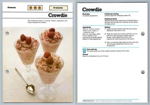 Crowdie - Desserts - Working Woman's 1980s Recipe Card - Picture 1 of 1