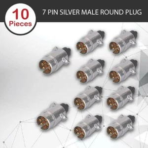 10 x TRAILER PLUG 7 PIN ROUND PLUG MALE CARAVAN TRAILER PART - Picture 1 of 5