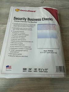 DocuGard Blue/Red Prismatic Top Check, 8.5 x 11 Inches, 24 lb, 500 Sheets - Picture 1 of 2