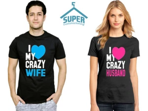 Camiseta Pareja - Camisa Marido y Esposa - I love my Crazy Husband Wife Camiseta - Imagen 1 de 10