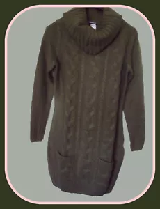 NUEVO M $54 Verde Oliva VENUS Capucha Cable Detalle Bolsillos Frontales Acanalados Suéter Vestido - Imagen 1 de 10