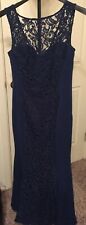 J S Collections Formal Sleeveless Embroidered Lace 52" Long Dress Size 2 Navy