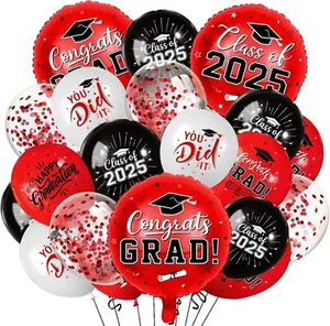 Red and Black Graduation Balloons Graduation Decorations 2025 51Pcs Grad Late... - Picture 1 of 6