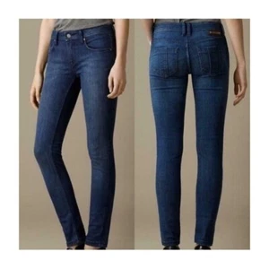 BURBERRY BRIT 'Kensington' Blue Stretch Cotton Blend Denim Jeans SKINNY LEG - Foto 1 di 7