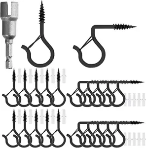 21 pc Q Hanging Hooks w Wing Nut Driver Heavy Duty Outdoor Hooks Lights Plants - Picture 1 of 1