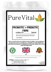 Probiotic & Prebiotic Fibre 30 Billion CFU Capsules – Digestive By PureVital - Picture 1 of 1