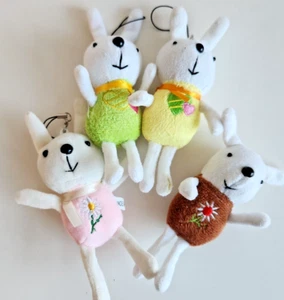 Lote de 4 conejitos de felpa suave para teléfono, cartera, mochila correa con dije - Imagen 1 de 7