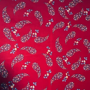 Vintage 70s FLORAL PAISLEY Polyester Jersey FABRIC 66" x 4 yards - Picture 1 of 2