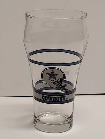 Vintage Dallas Cowboys Coca Cola 12 oz Drinking Glass, NFL, 80s, Tom Landry Era Cover