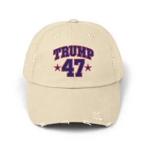 Trump Sports Star 47 President Donald J Trump Unisex Distressed Cap - Picture 1 of 24
