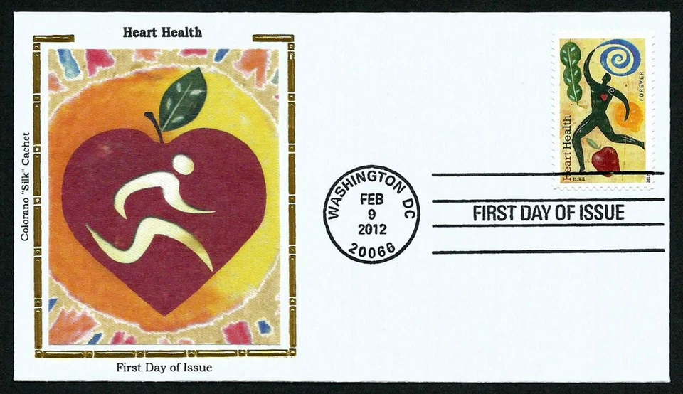 USA, SCOTT # 4625, COLORANO SILK OF FDC COVER STRONG HEALTHY HEART, RUNNER, 2012 - Image 1 of 1