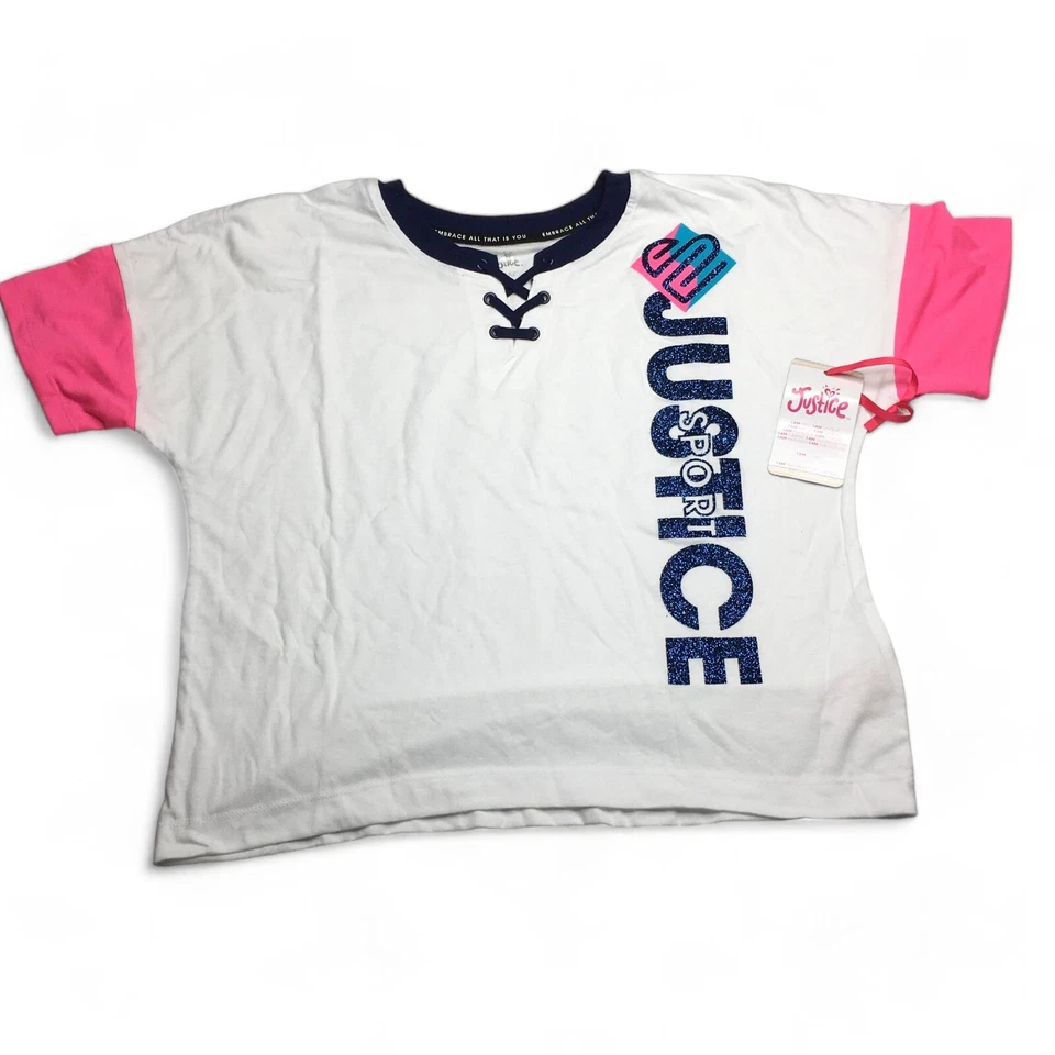 Justice Girls J-Sport Colorblock Lace Up T-shirt Shirt Girls Size Large (12/14)