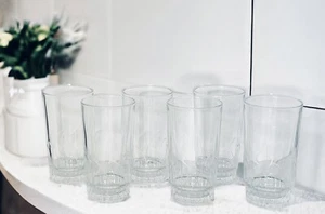 6er Set Duralex Frankreich Kristallklar Vertikalschliff 12 Unzen Glas Becher EUC - Bild 1 von 6