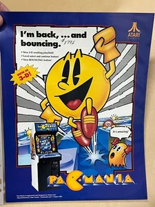 Máquina de Videojuegos Original PAC-MANIA Promo Flyer Atari Arcade - Imagen 1 de 3