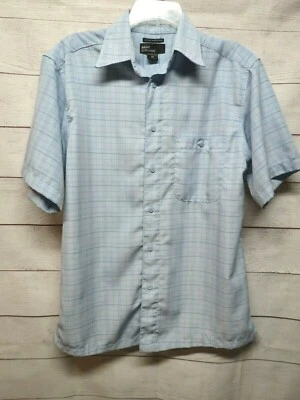 Marc Edwards Luxury Microfiber Mens Blue Short Sleeve Button Up Shirt Size M Med - Image 1 of 4