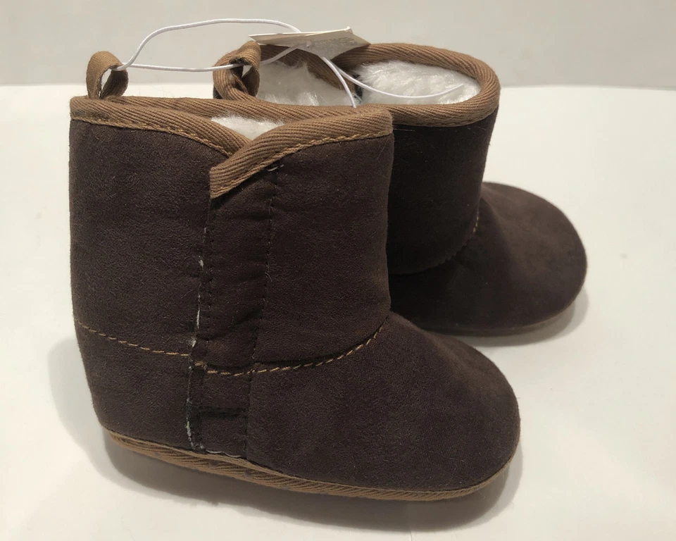 Botines forrados de piel sintética de gamuza marrón para niños/niñas nuevos con etiquetas - talla 3-6 meses Foto 1 de 4