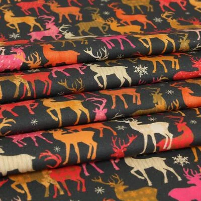 Stoff Meterware Hirschen bunt Patchwork Baumwolle Basteln, Deko, Tischdecke - Bild 1 von 4