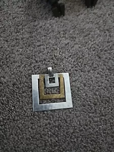 Designer RLM Studio Robert Lee Morris Sterling 925 Silver Brass Square Pendant - Picture 1 of 2