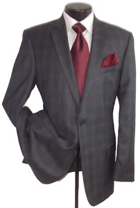 / John Varvatos gray plaid 2buttons side vents wool suit 42L~Pants W36 x 32.5 - Picture 1 of 13