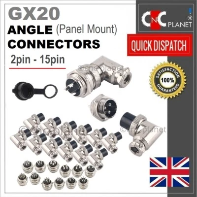 FLANGE 2 3 4 5 6 7 8 PIN GX 16 CONNECTOR AVIATION Aviation Plug GX20 Connector Metal Panel Cable Right angle Bent L shape 2 to 15