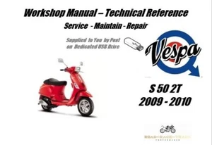 Vespa S502T S 50 2T Manuale Officina Riparazione Servizio USB 2009 - 2010 - Foto 1 di 11