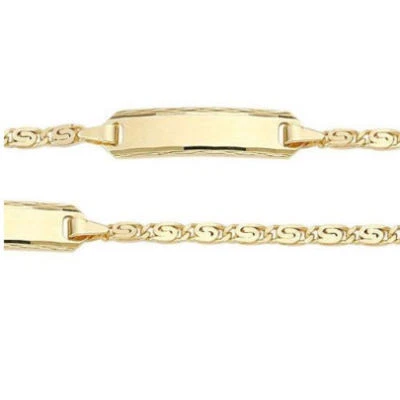 FACHHANDEL-DIREKT Baby Taufe Name Datum Gravur Armband Design S-Panzer Echt Silber 925 Gelb Gold