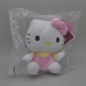 NEU Hello Kitty Plüschtier Sanrio Aoger rosa gelb kleines Stofftier Figur 4,25 Zoll - Bild 1 von 13