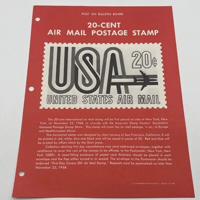 1968 20¢ United States Air Mail Postage Stamp FDC Advertising - Image 1 of 4