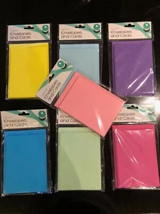CARDS BLANK GREETING CARDS & ENVELOPES, DIY,6 PC SET,7 COLOUR RAINBOW PACK  - Picture 1 of 2