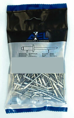 CONFEZIONE DA 100 RIVETTI ALLUMINIO RIVETTO ELEMENTO DI FISSAGGIO VARIE MISURE - Immagine 1 di 3