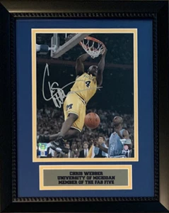 Chris Webber Autographed Michigan Fab 5 Five Signed 8x10 Framed Photo Fanatics - Picture 1 of 3