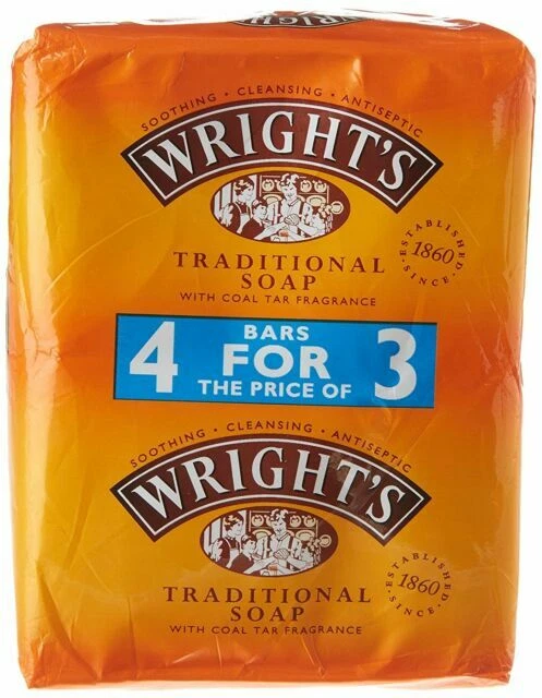 Wright's Traditional Soap with Coal Tar Fragrance, Pack of 4 Units