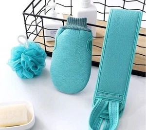 Bath/Shower Body Exfoliate Scrub Massage Towel, Mitten, Shower Ball Set 4 Colors - Picture 1 of 11