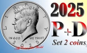 Medio dólar 2025 P D Kennedy JFK - JUEGO DE DOS (2) MONEDAS - 50 centavos - Imagen 1 de 4