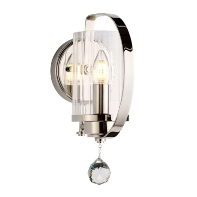 Lampada da Parete Acciaio Nichel H 30,3 CM Corridoio 1 Fiamma Lampada - Immagine 1 di 4
