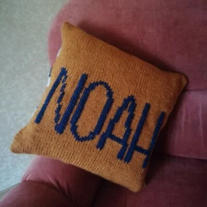 Pillow with name striped wool personalized double sided travel pad pregnant pad - Picture 1 of 12