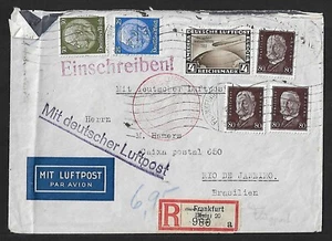 ZEPPELIN ALEMANIA A BRASIL LUFTHANSA CUBIERTA DE CORREO AÉREO 1936 - Imagen 1 de 2